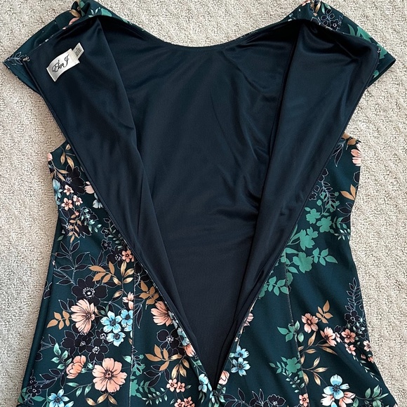 Eliza J Emerald Green Floral Fit-And-Flare Mini Dress Size 14 Party Feminine - Picture 11 of 15